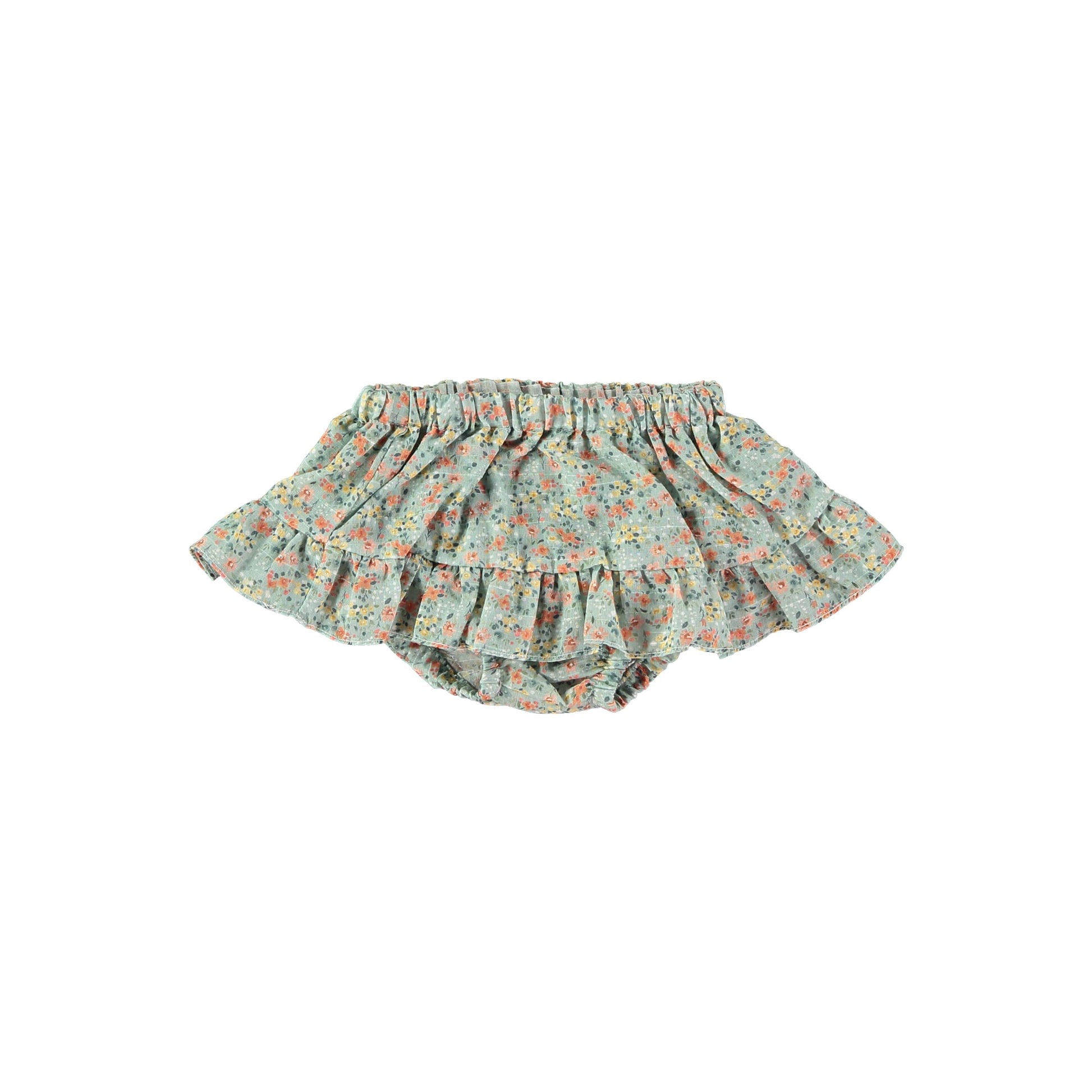 Petit Indi | Gonna copripannolino in cotone fiori verde