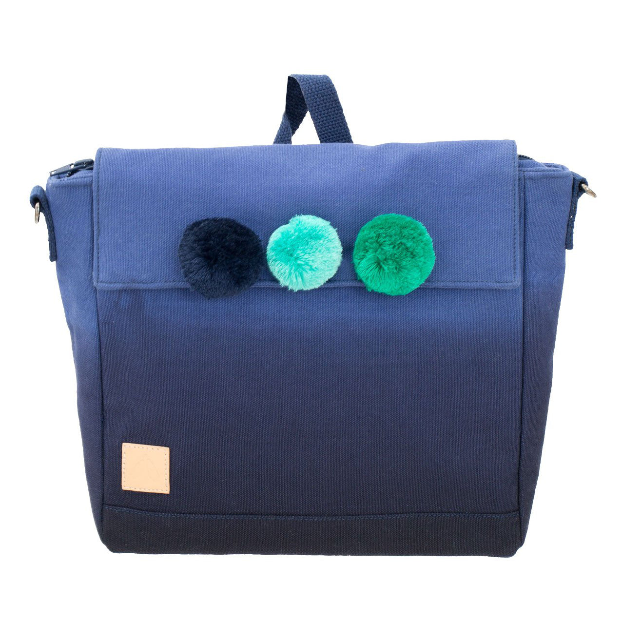 Blue Tree Frog Backpack / Shoulder Bag with Pom Pom