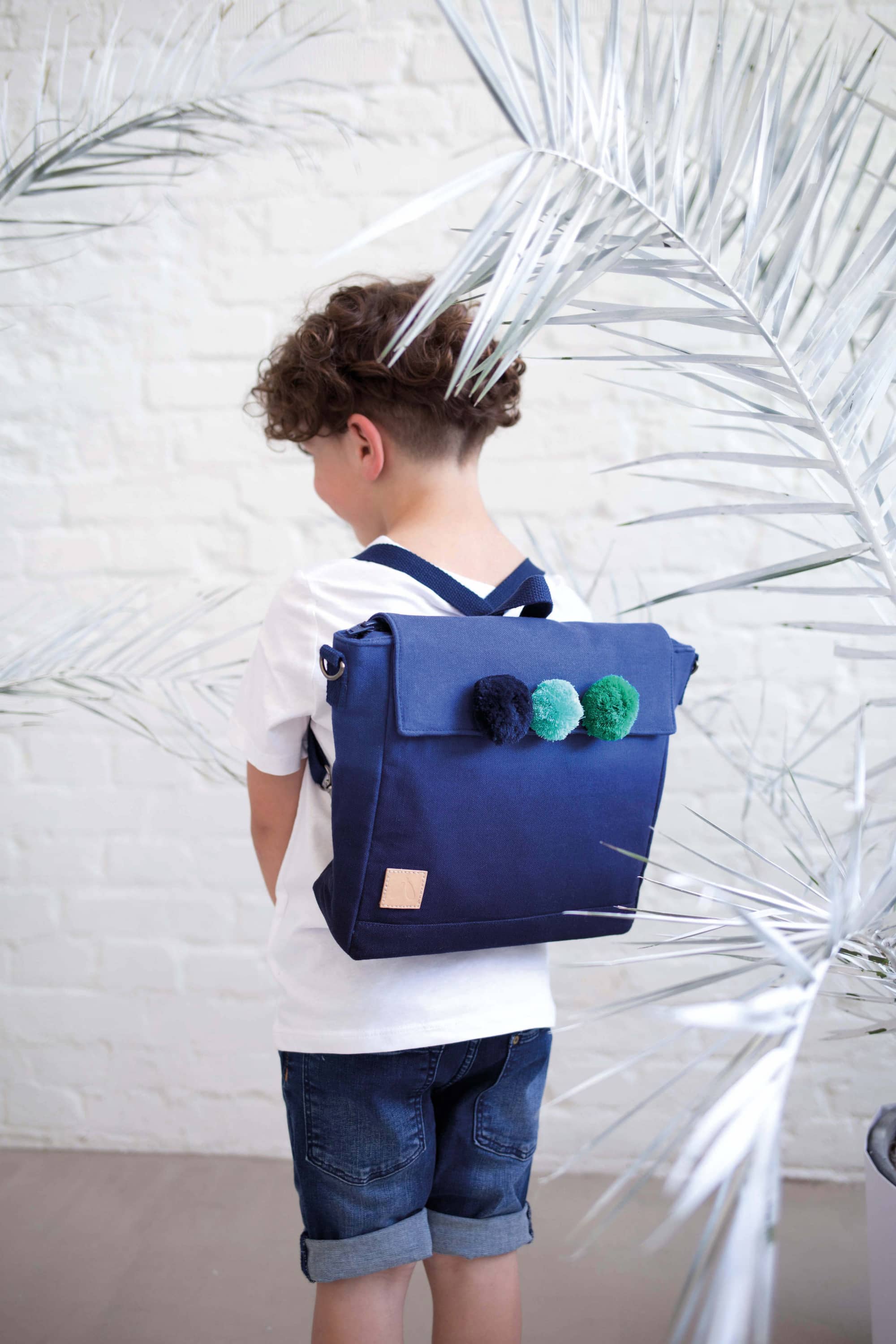 Blue Tree Frog Backpack / Shoulder Bag with Pom Pom