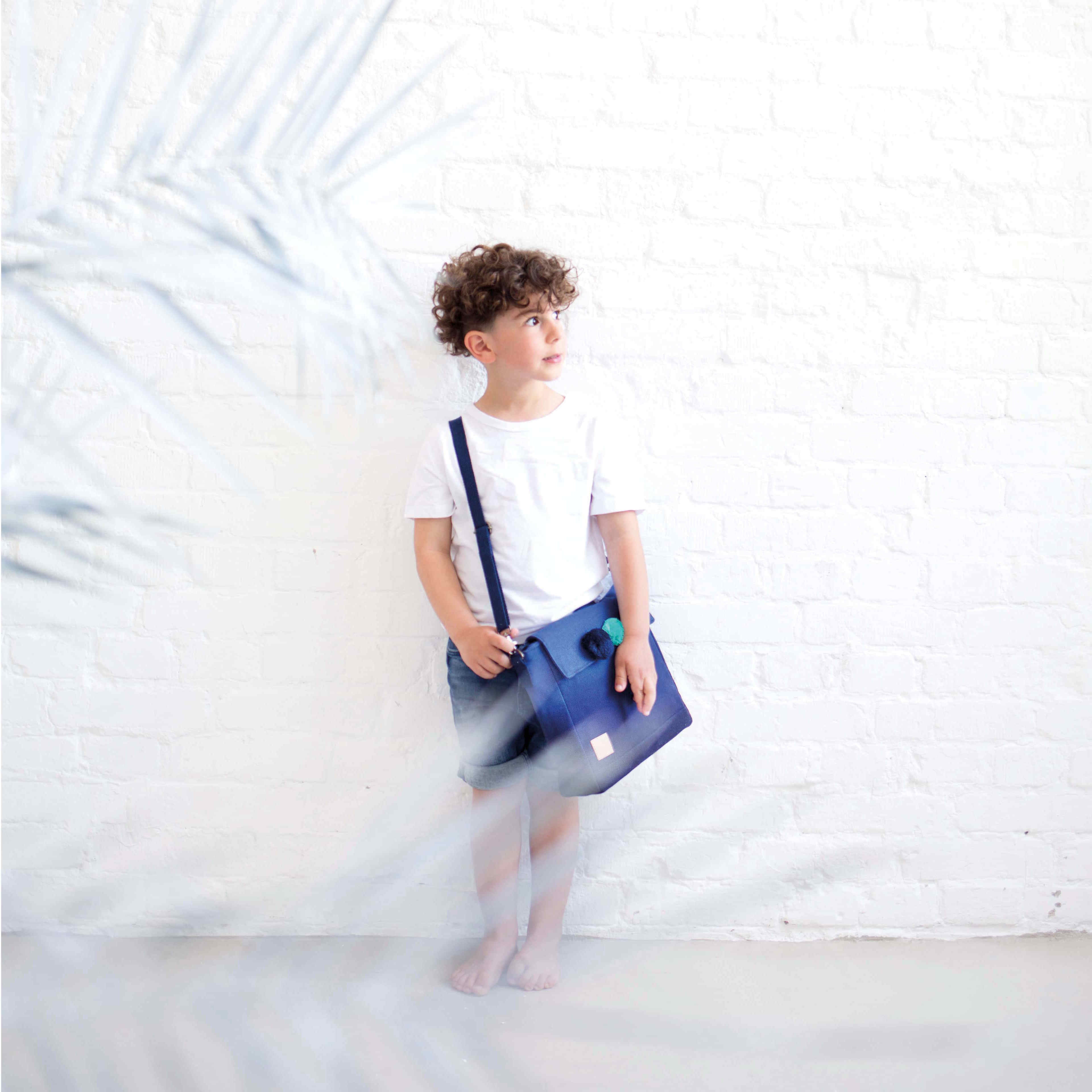 Blue Tree Frog Backpack / Shoulder Bag with Pom Pom