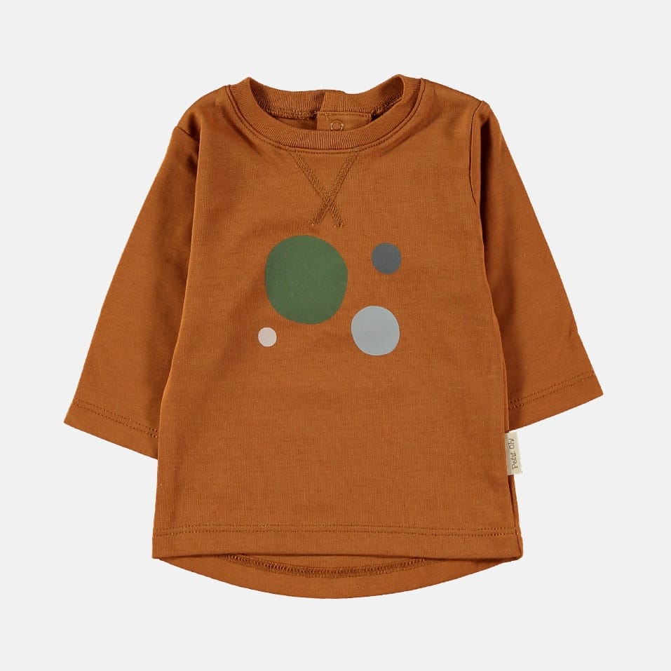 Maglietta manica lunga pima cotone, Almond | Petit oh!
